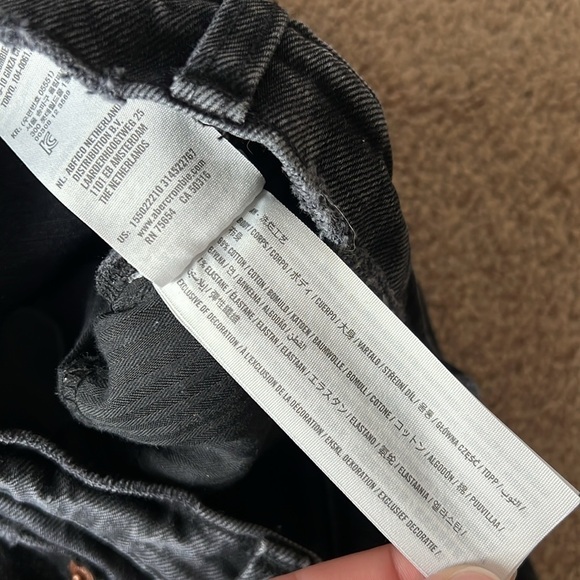 Abercrombie and Fitch High Rise Dad Straight Leg Black Destroy Jeans - Picture 10 of 12